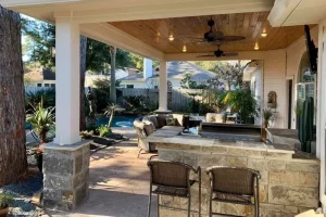 Outdoor living area with kitchen The Woodlands TX